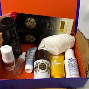 Birchbox assortment‎ of mini beauty products creams, lotions, shampoo, deodorant